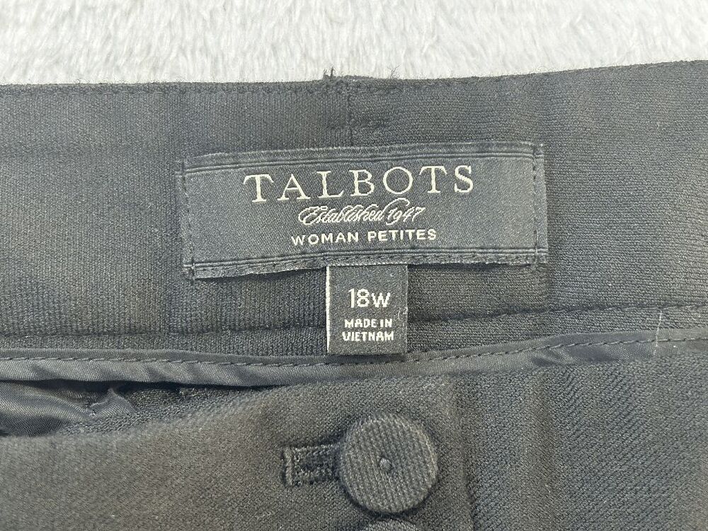 Talbots Women Petites Black Dress/Work Pants Size 18W Pleated Stretch Waistband